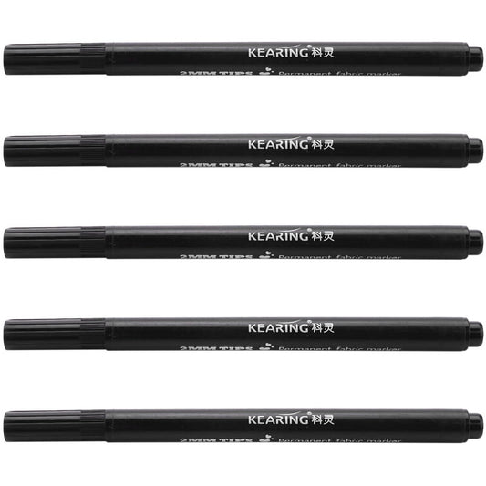5 x Fabric Marker Permanent Colors for DIY Textile Clothes T-Shirt Shoes Black