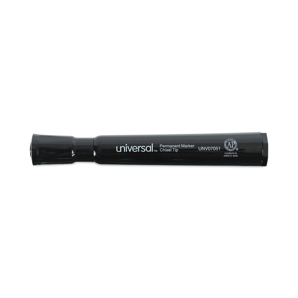 Universal Permanent Markers, Chisel Tip, Black, Dozen
