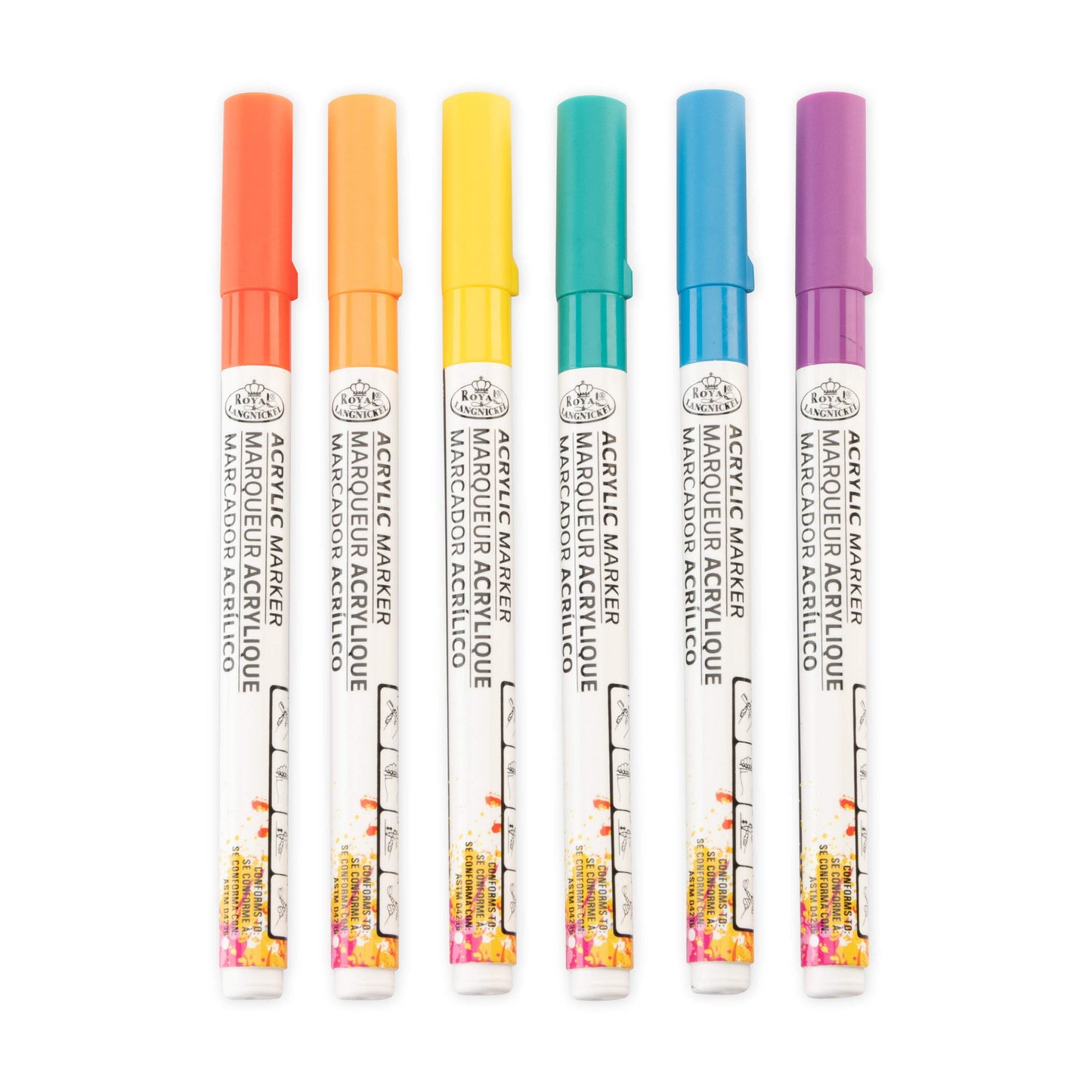 Royal & Langnickel 6 Piece Acrylic .7mm Rainbow Markers