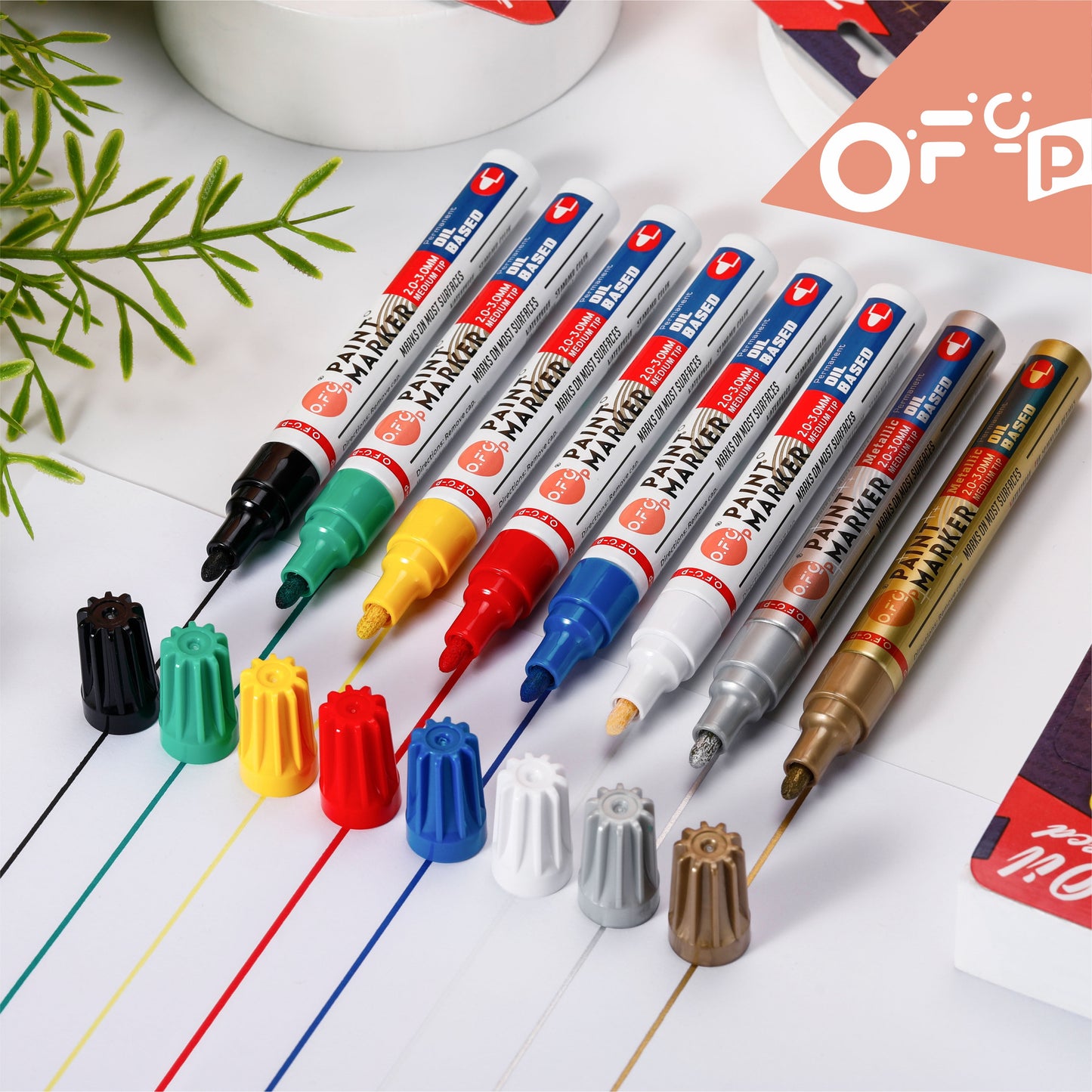 OFC-P Oil-Based Permanent Paint Marker Pen,Medium Tip,Yellow,Pack of 2