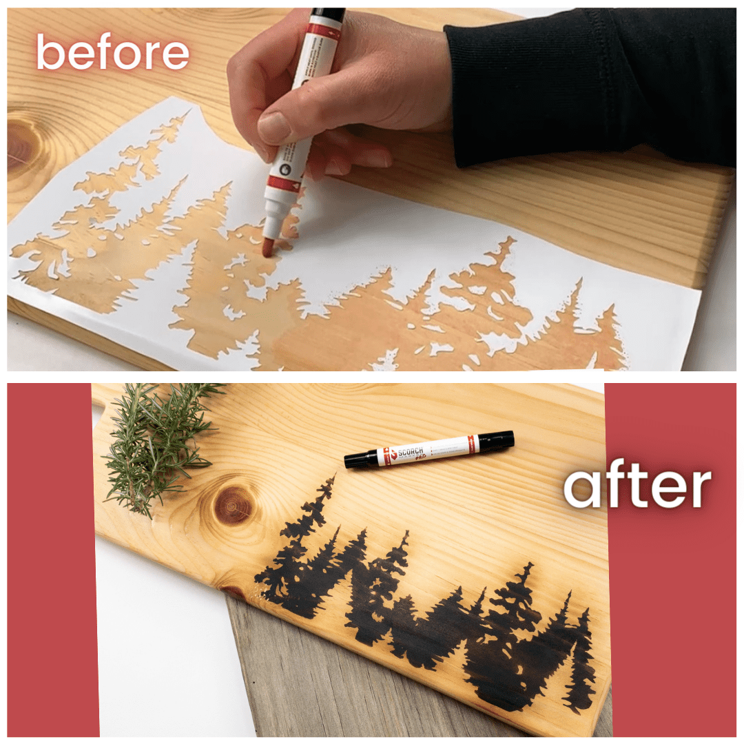 Scorch Marker Pro - Wood Burning Marker, 2 in 1 Pyrography Pen, Woodburning Tool for Crafts, Stencils & Letters, DIY Pen Kit with Brush & Bullet Tips, for Wood Burning Projects 1 Pc