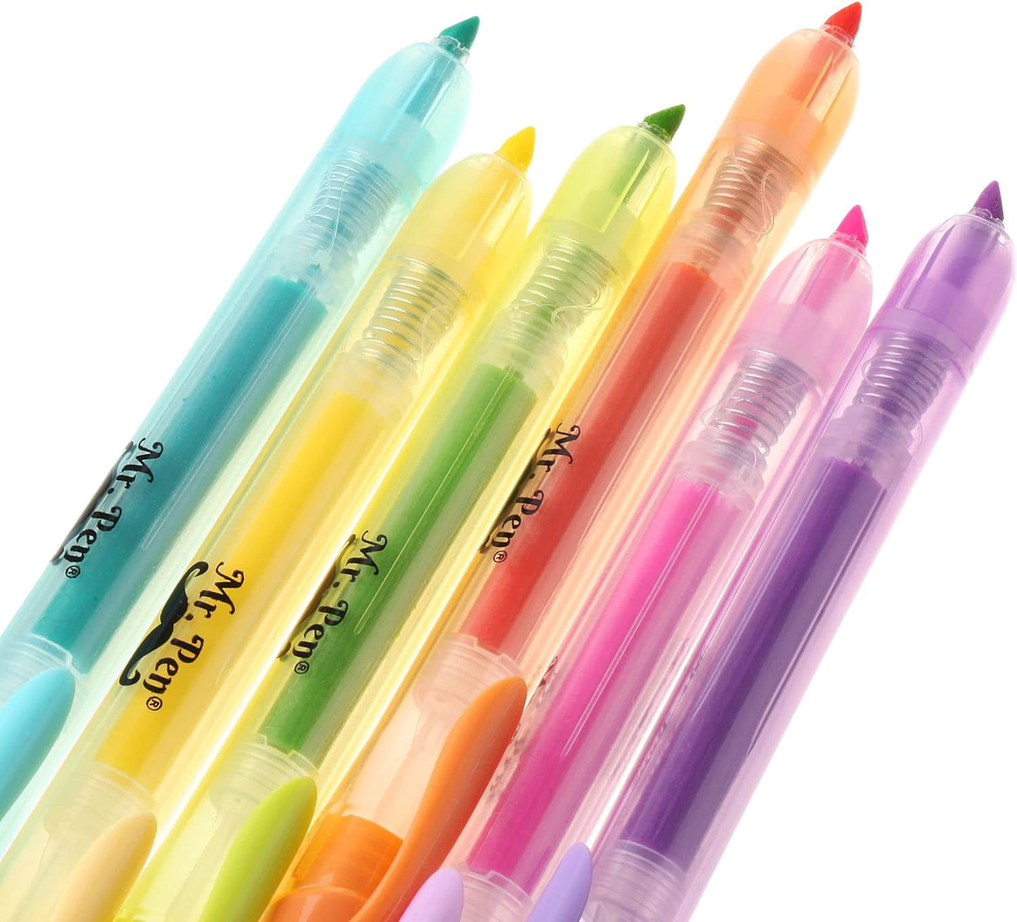 Mr. Pen- Retractable Highlighters, 6 Pack, Pastel Colors, Chisel Tip, No Smear Click Highlighter, Bible Journaling Highlighter, Highlighter Markers Retractable, Highlighter Pens, Mild Highlighters