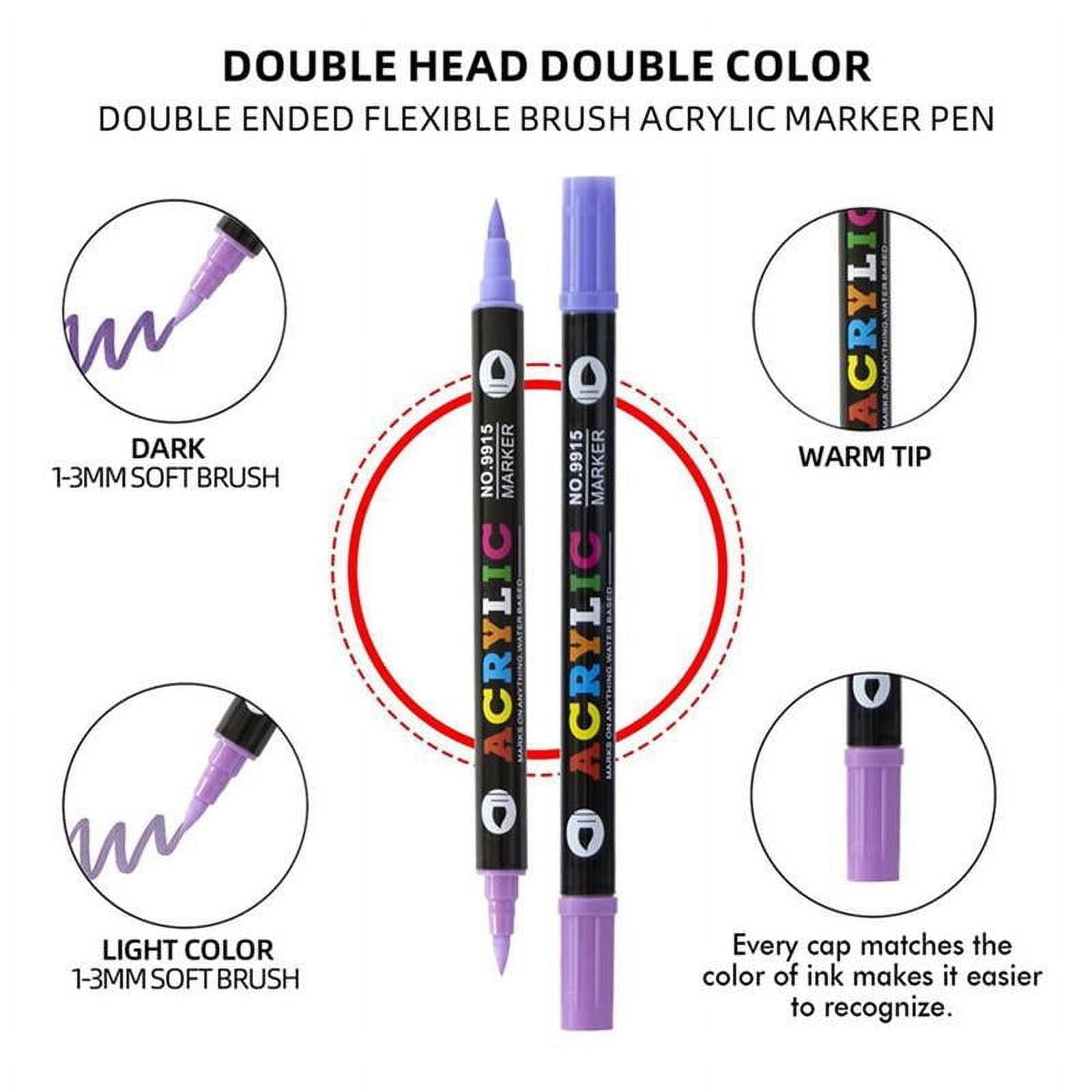 48 Color Acrylic Paint Markers Pen,Acrylic Markers Dual Tip Acrylic Paint Pens For Rock Painting, Canvas, Wood, Glass, Metal, Ceramic, Calligraphy, Card Making, Diy Crafts,1.5Mm-10Ml