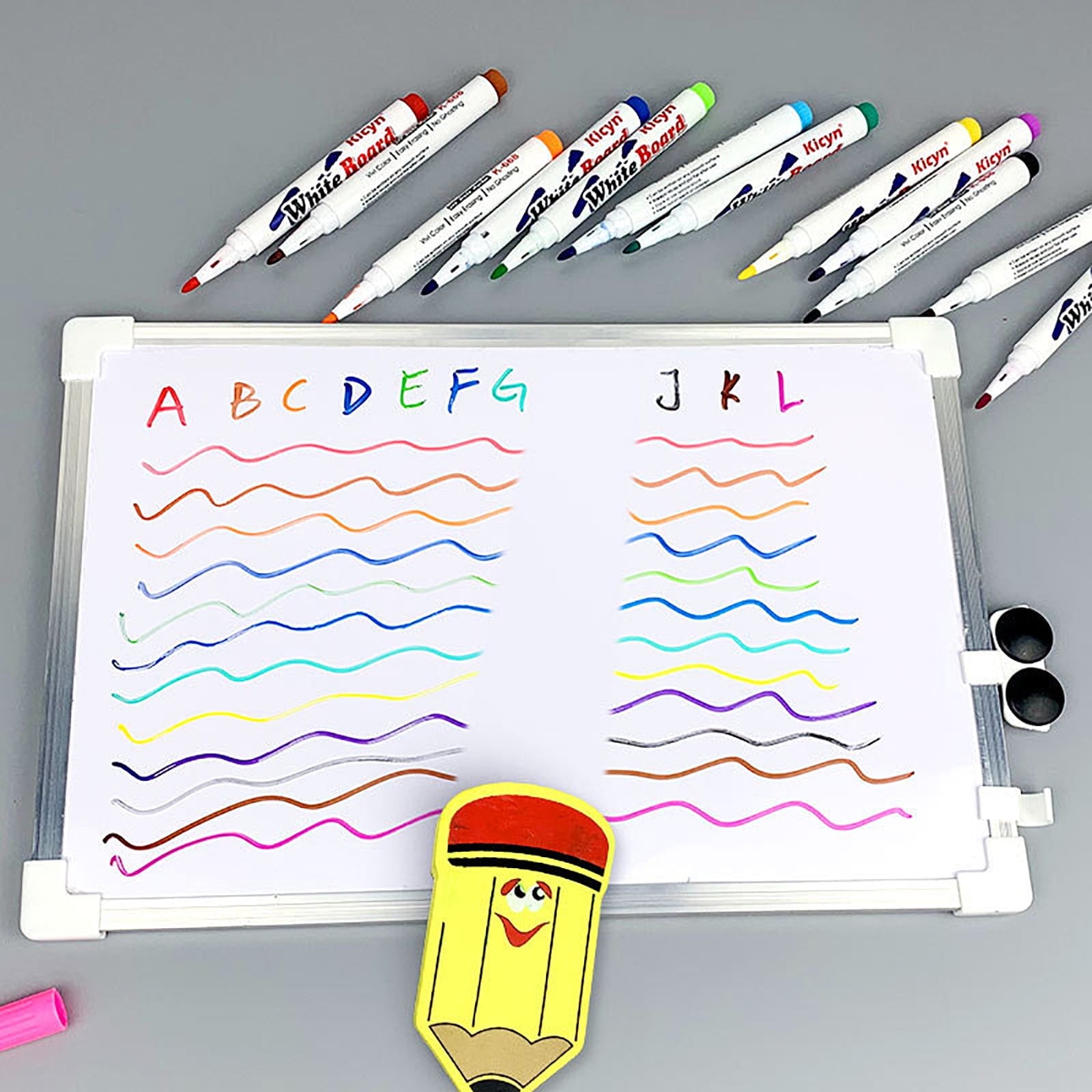 Teissuly Magnetic Dry Wipe Pens Dry Erase Markers With Eraser Cap Low Odor Fine Tip Whiteboard Pens Pack of 12,12 Colors