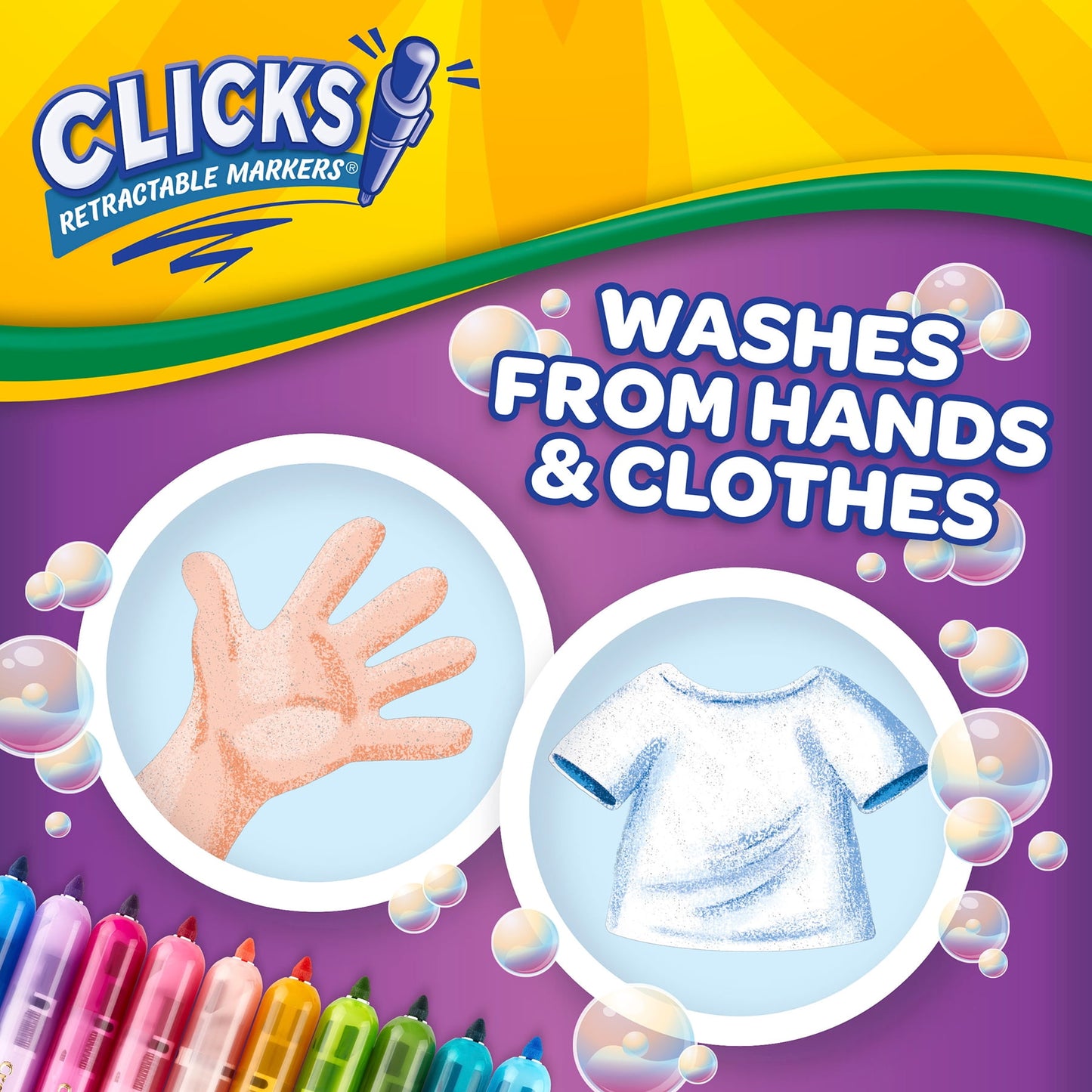 Crayola Washable CLICKS Retractable Markers, Bold/Bright Colors, 10 Count