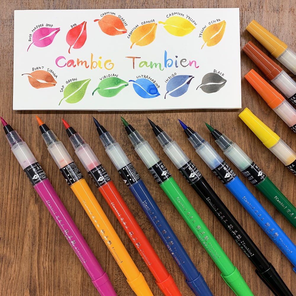 Kuretake ZIG Cambio Tambien Brush Pen Set 6/Pkg-Red, Cadmium