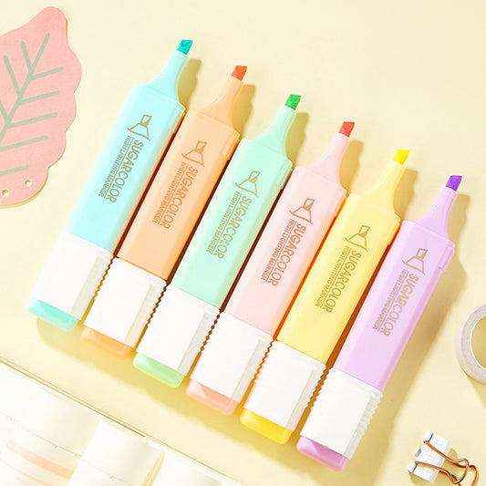 6-Color Pastel Highlighter Set - Chisel Tip Bible Journaling Markers for Students, No Bleed Pastel Highlighters for Note Taking, Planner & Doodling Supplies