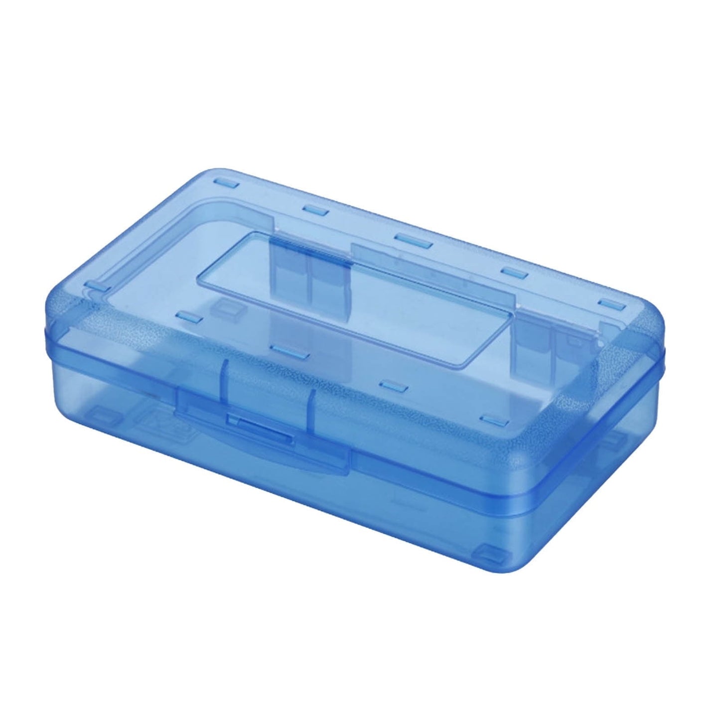 3-Ring Binder Zipper Pouch: Dual-Compartment Clear Window Pencil Case for Pens Cosmetics - 10" x 7.5" Office Travel Organizer(Blue)