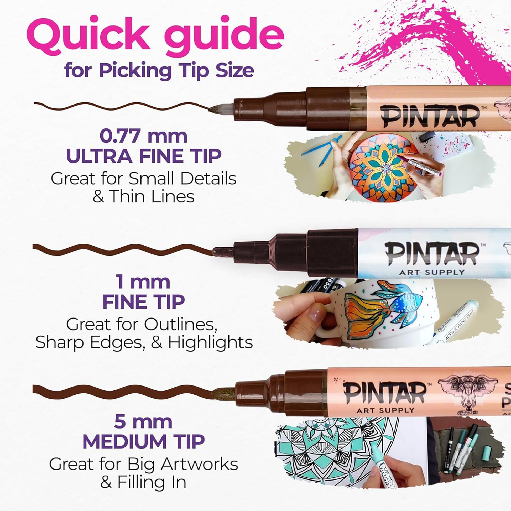 Pintar: Acylic Paint Markers: Skin Tone - Extra Fine Tip .7mm, 20 Pack - Warm Opague Colors, Japanese Ink Multi-Surface Pens, Premium Art Supplies