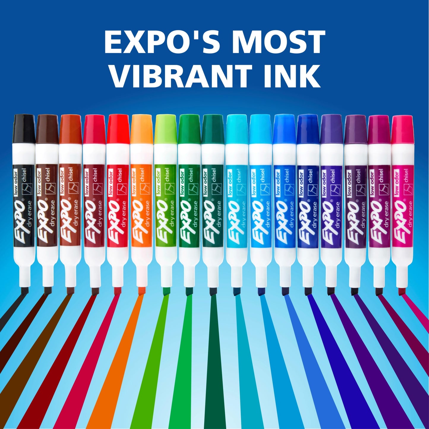 EXPO Dry Erase Markers, Black, Chisel Tip, 16 Count