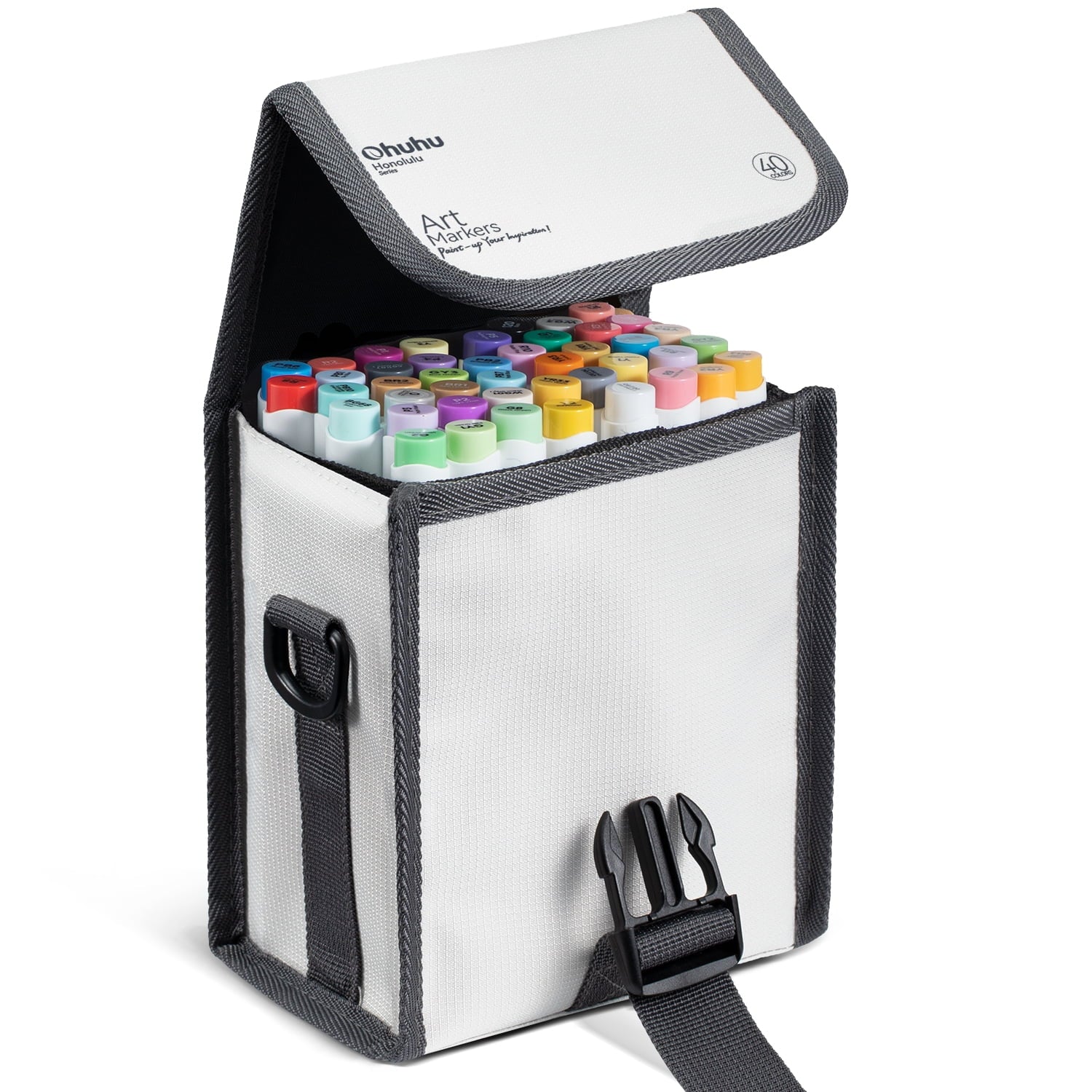 Ohuhu 40 Unique Color Markers Brush & Chisel Double Tipped Marker Set  for Drawing and Illustration