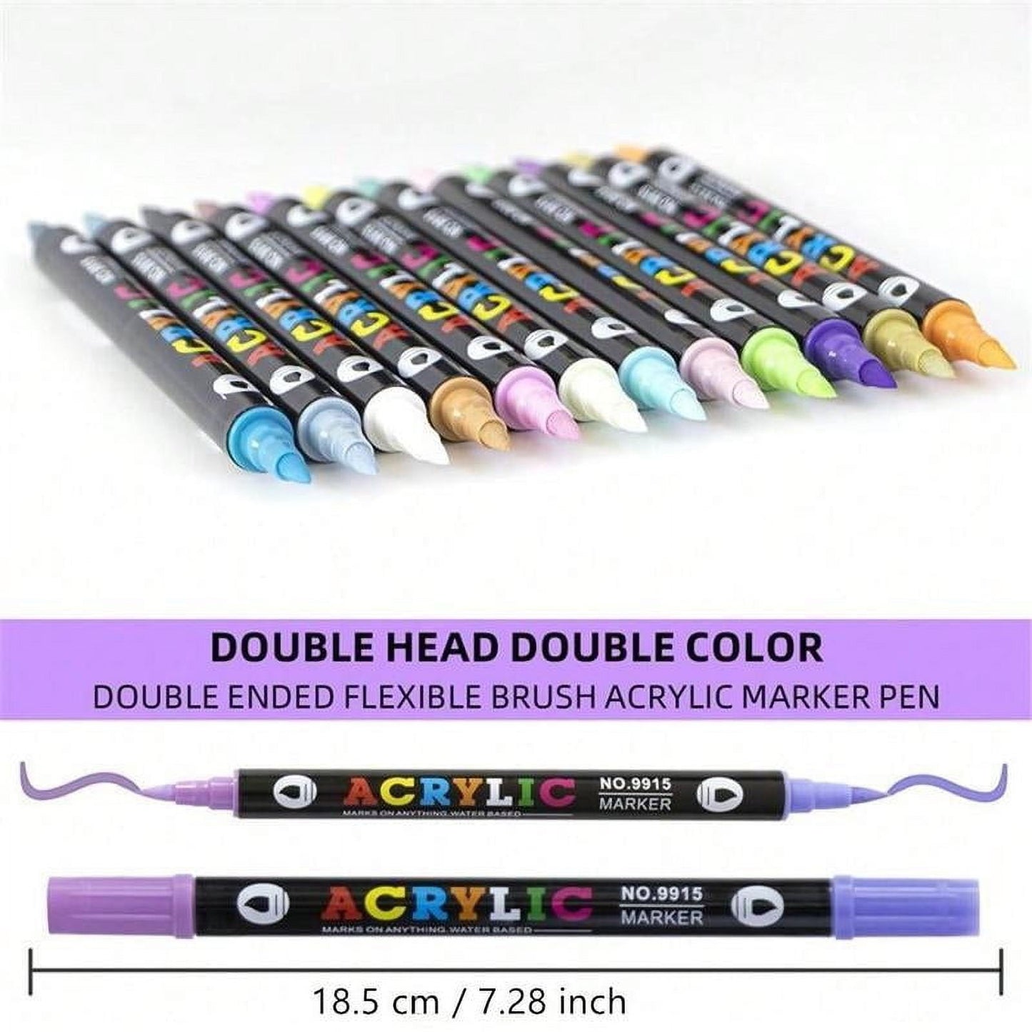 48 Color Acrylic Paint Markers Pen,Acrylic Markers Dual Tip Acrylic Paint Pens For Rock Painting, Canvas, Wood, Glass, Metal, Ceramic, Calligraphy, Card Making, Diy Crafts,1.5Mm-10Ml