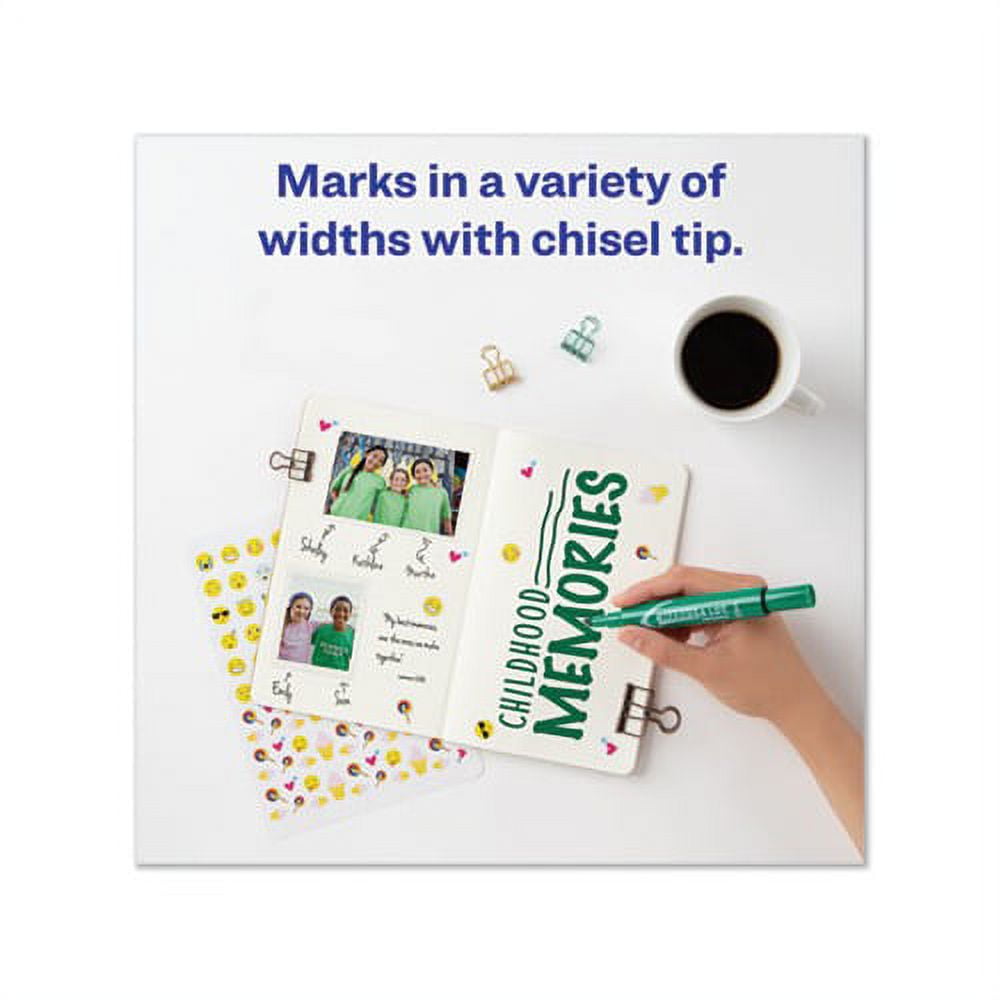 Avery Marks-A-Lot Regular Desk-Style Permanent Marker, Chisel Tip, Green, Dozen
