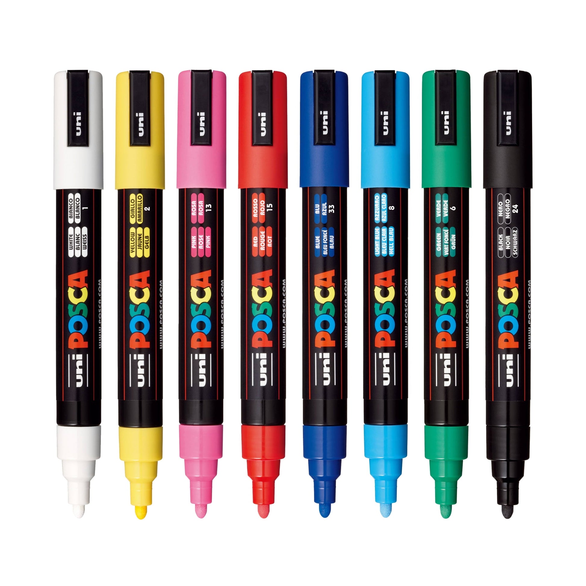 Uni POSCA Paint Markers, Medium Point Marker Paint Pen Tips, PC-5M, Assorted Ink, 8 Count