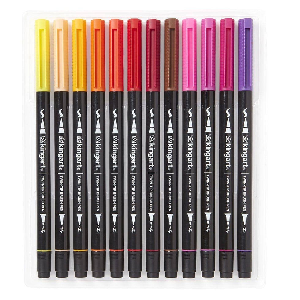 Kingart Pro Twin-Tip 445 Series Brush Pen Art Markers, Set of 24 Unique & Vivid Colors