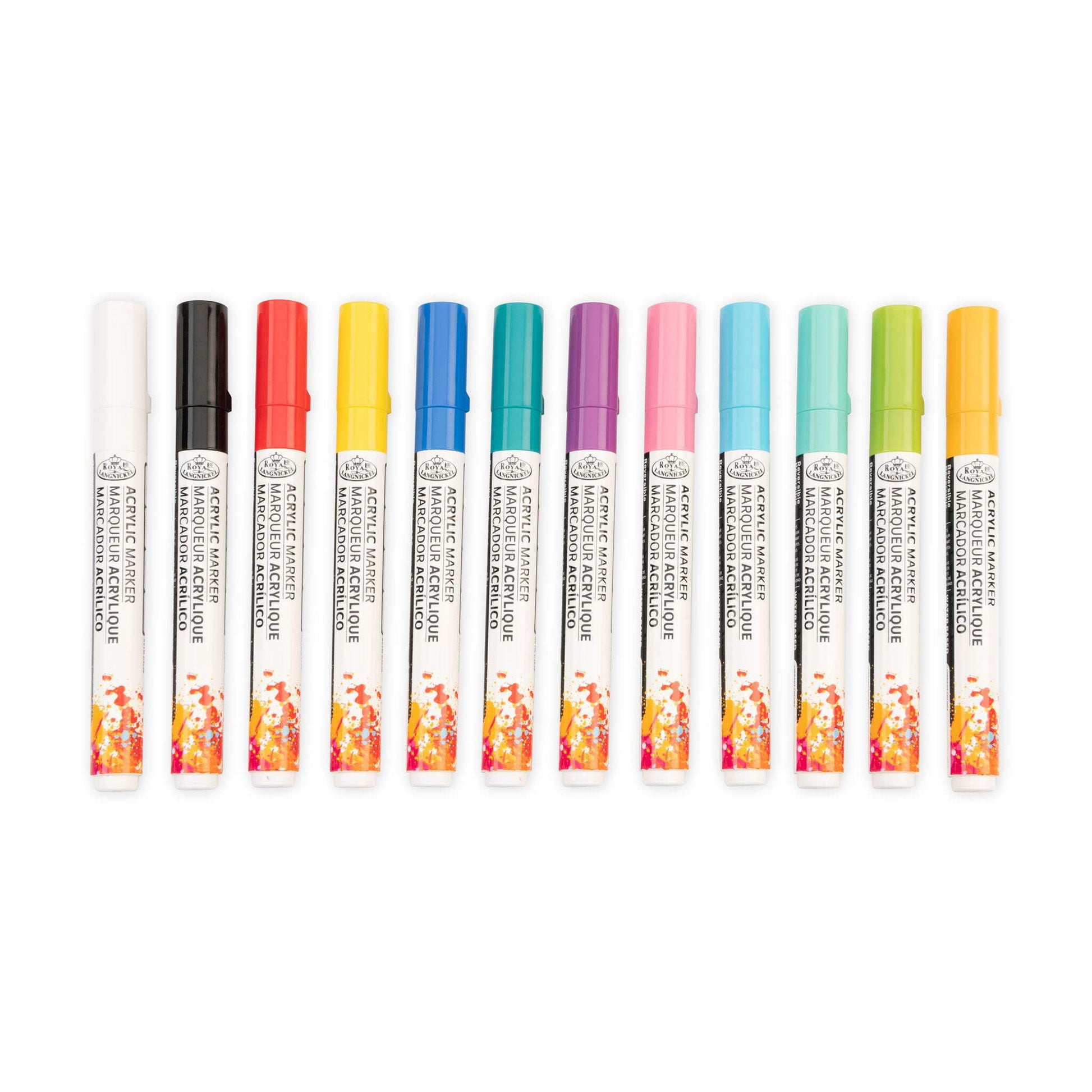 Royal & Langnickel 12PC Acrylic 2.0 mm Reversible Tip Primary Markers