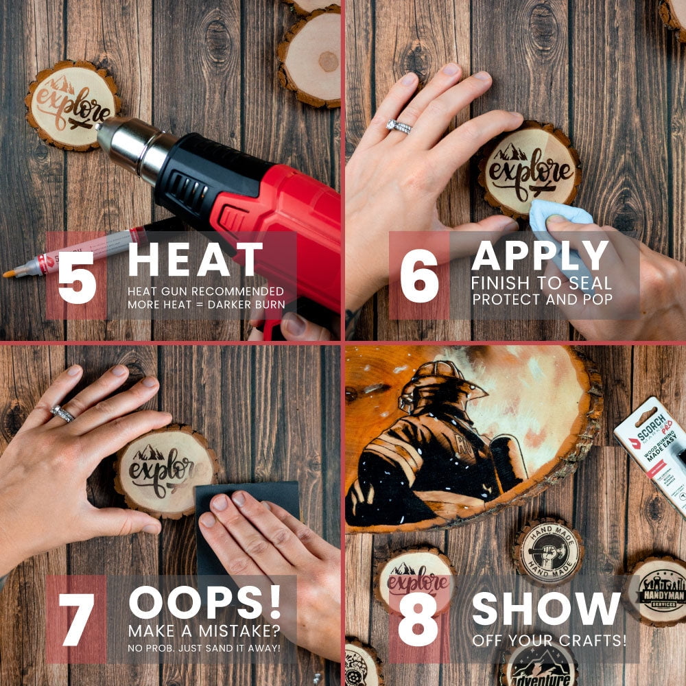 Scorch Marker Pro - Wood Burning Marker, 2 in 1 Pyrography Pen, Woodburning Tool for Crafts, Stencils & Letters, DIY Pen Kit with Brush & Bullet Tips, for Wood Burning Projects 1 Pc