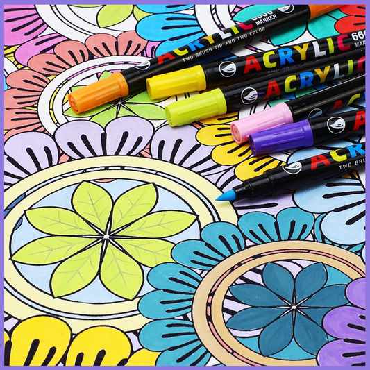 SFBOSF Dual Tip Acrylic Paint Markers Set with Brush Tip, Fine Tip, Assorted Colors, 36 Count