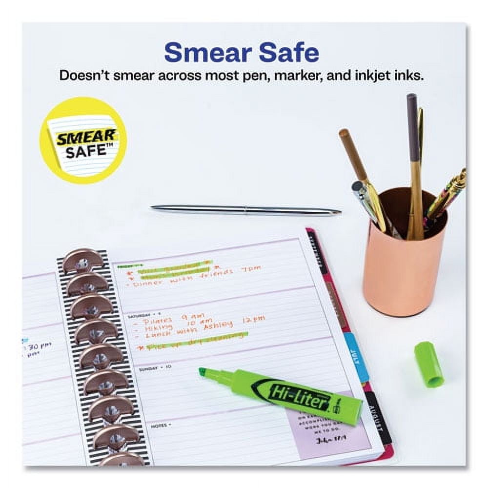 2Pc Avery HI-LITER Desk-Style Highlighters, Fluorescent Green Ink, Chisel Tip, Green/Black Barrel, Dozen (24020)
