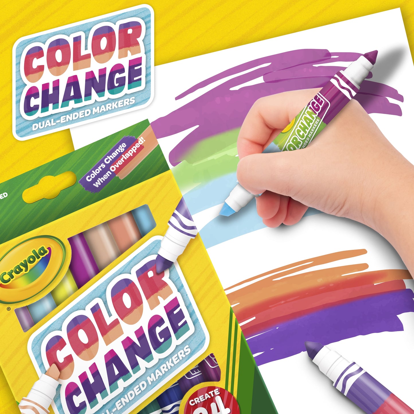 Crayola Color Changing Dual Tip Broad Line Markers, 8 Ct, School Supplies for Kids and Teachers, Gift