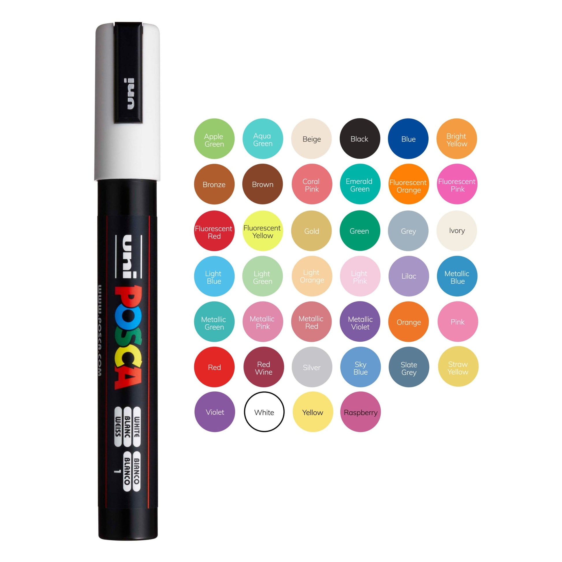 Uni POSCA Paint Markers, Medium Point Marker Paint Pen Tips, PC-5M, Assorted Ink, 8 Count