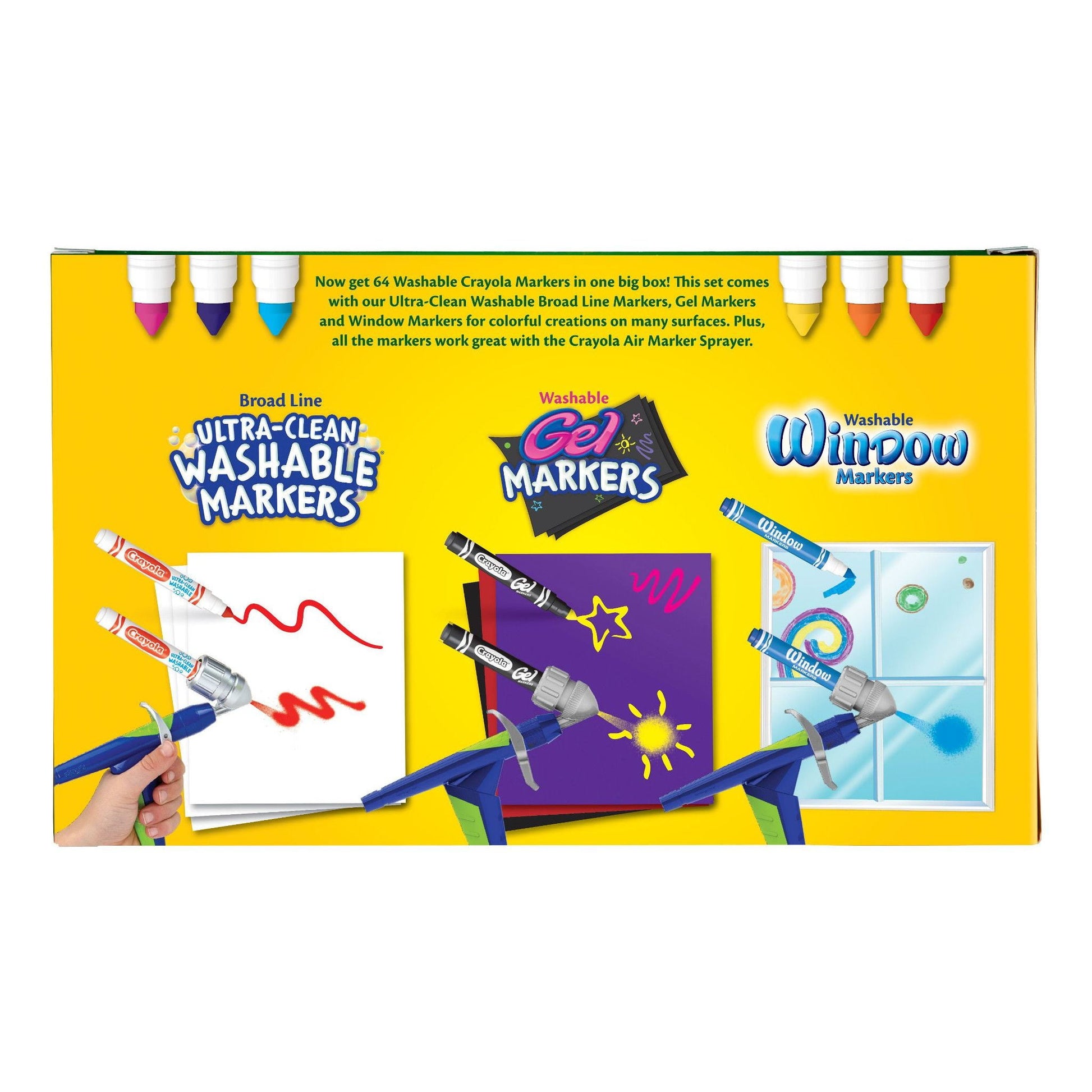 Crayola Washable Broad Line Markers with Gel FX Markers, 64 Count