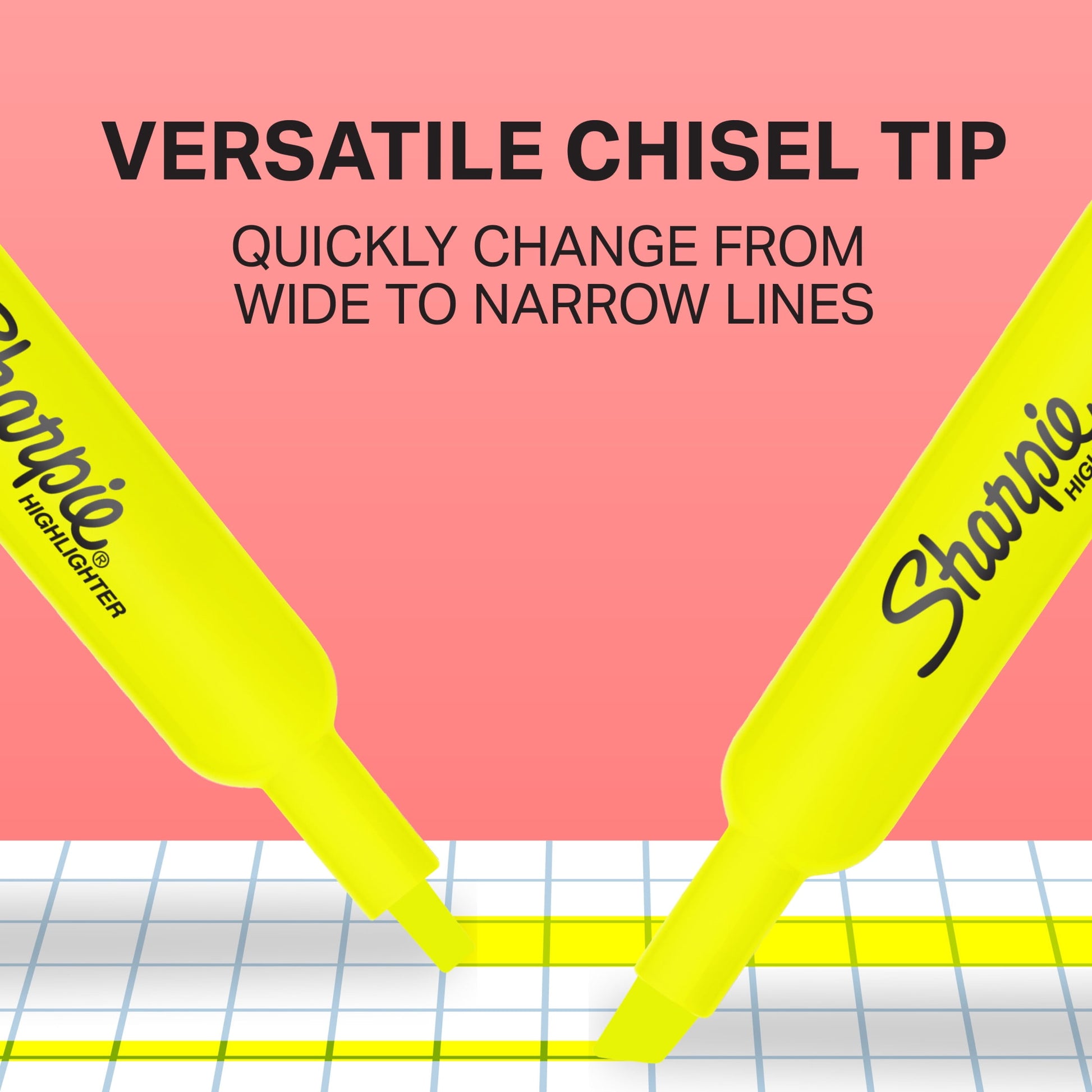 Sharpie Tank Style Highlighters, Chisel Tip, Fluorescent Yellow, Box of 36