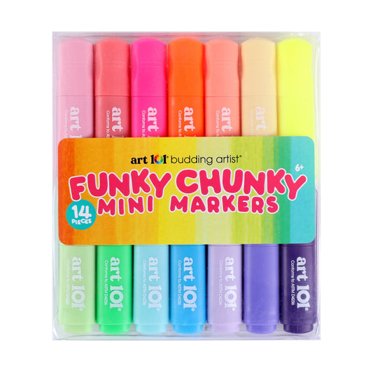 Art 101 Creative Tools Funky Chunky Mini Markers, Coloring Set for Children to Adults