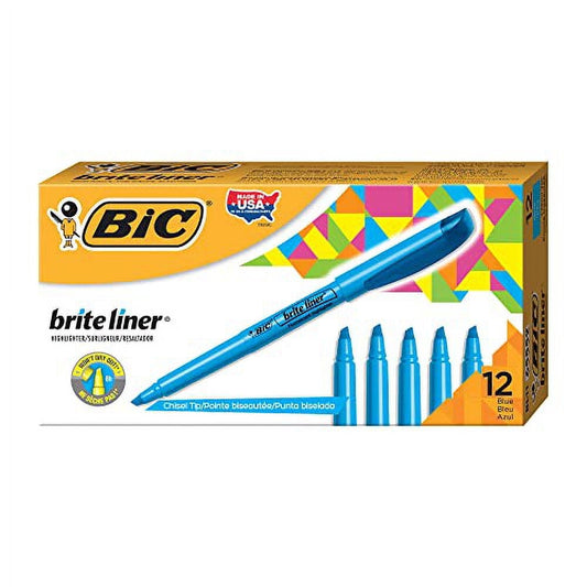 BIC® Brite Liner® Highlighters, Blue, Box Of 12
