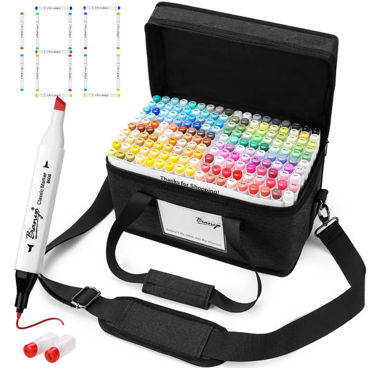 Bianyo 180 Colors Classic Series Alcohol-Based Dual Tip Art Markers for Designing, Drawing, Outlining, and Coloring