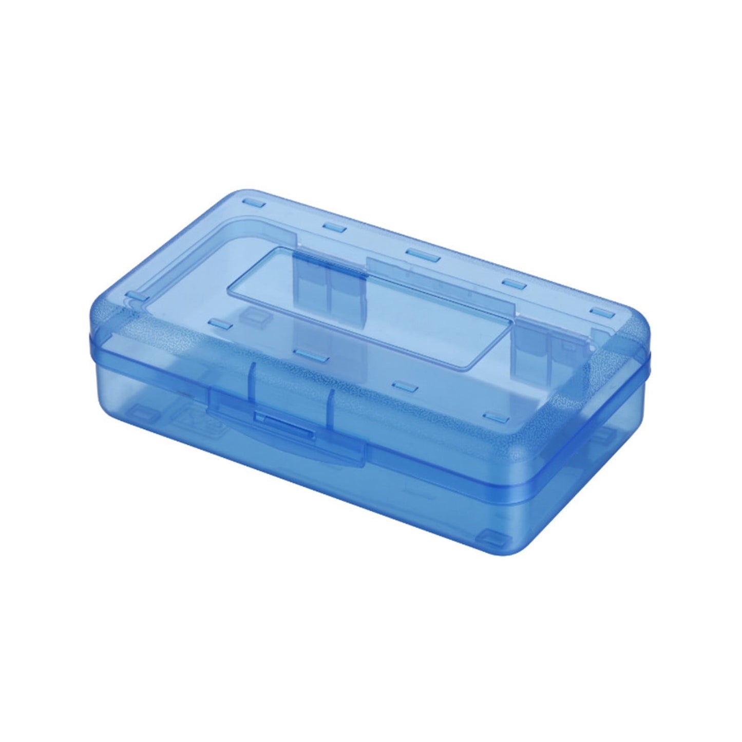 3-Ring Binder Zipper Pouch: Dual-Compartment Clear Window Pencil Case for Pens Cosmetics - 10" x 7.5" Office Travel Organizer(Blue)