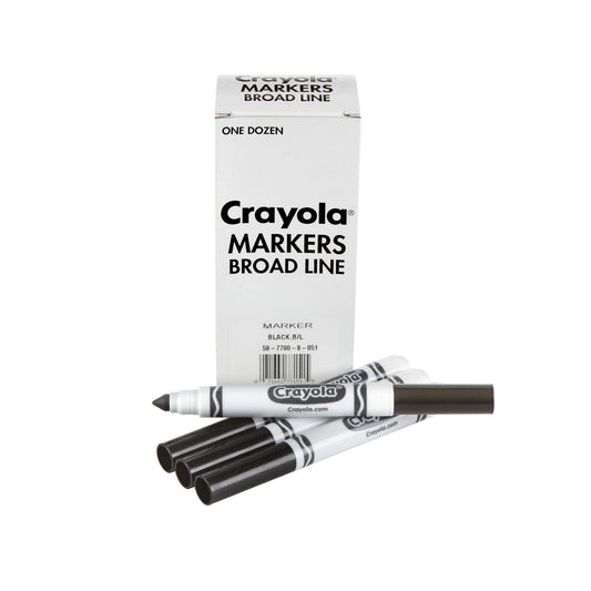 Crayola 12 Count Washable Bulk Markers, Black Multi-Colored