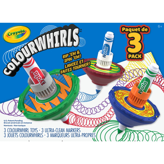 Crayola Colourwhirls Spin Art Toy with Washable Marker, 3 Ct Playset, Competition Game, Coloring Gifts for Kids Ages 6, 7, 8, 9