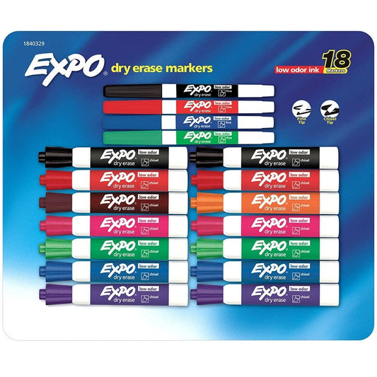 Expo Low Odor Dry Erase Markers, 18 Count