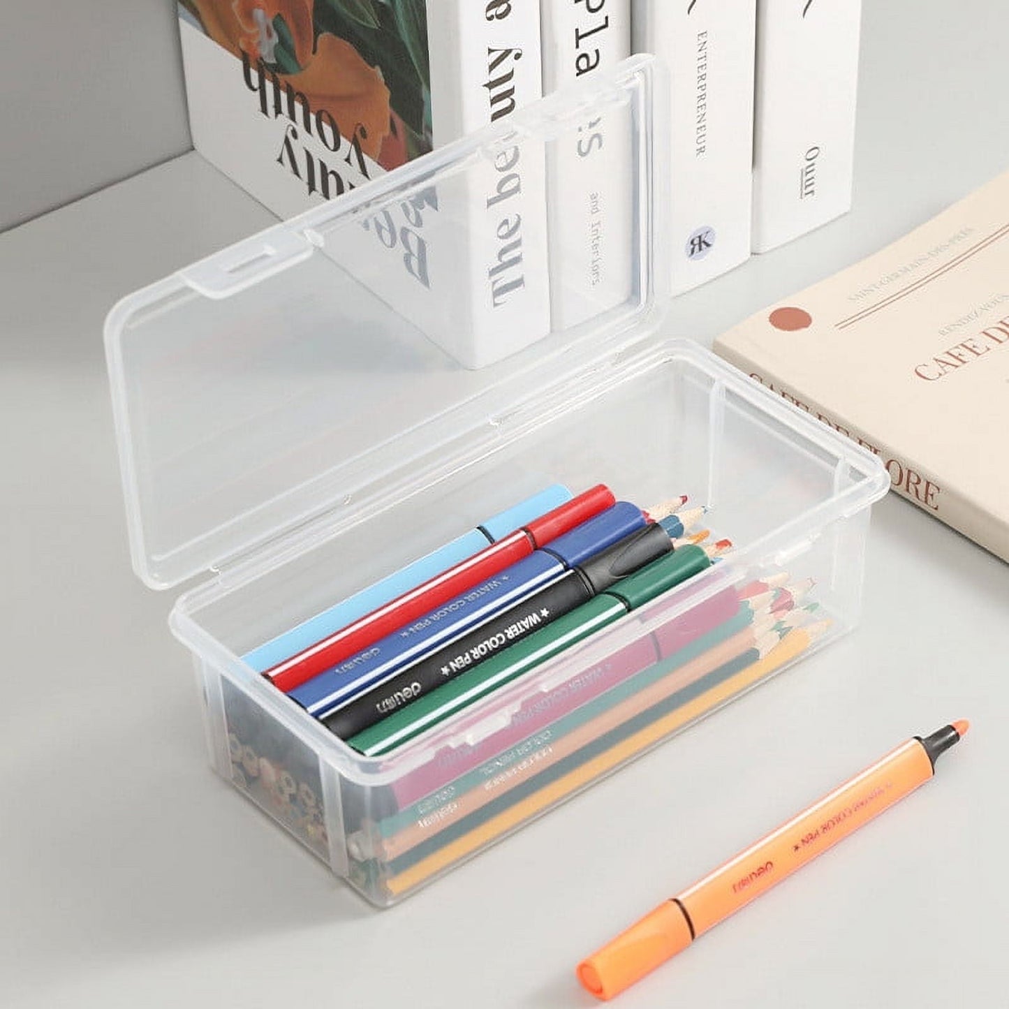 3-Ring Binder Zipper Pouch: Dual-Compartment Clear Window Pencil Case for Pens Cosmetics - 10" x 7.5" Office Travel Organizer(Blue)