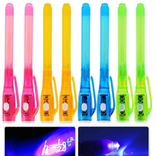 Fridja Invisible Ink Markers with UV Light, Fine Point, Assorted Colors, 8 Count, 8 Pack