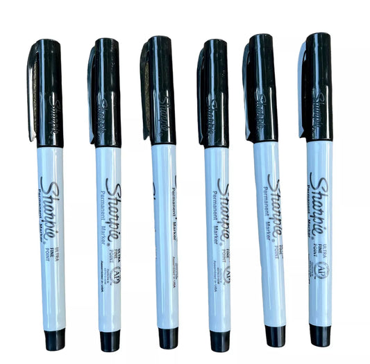 Fyna -Sharpie Ultra Fine Point 6 Count Permanent Markers Black Precision 37121
