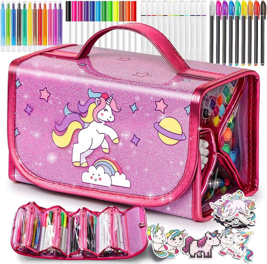 Huge Wave 45 Piece Fruit Scented Markers Set for Girls, with Unicorn Pencil Case, Art Supplies Birthday Gift for Kids Ages 4-9 Years Olds