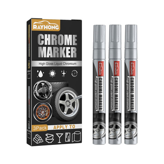 Liquid Chrome Paint Marker Pen,3PCS Liquid Chrome Marker Set,Chrome Touch Up Markers for Model Metal Cars Tire DIY Art Craft Repair - Silver