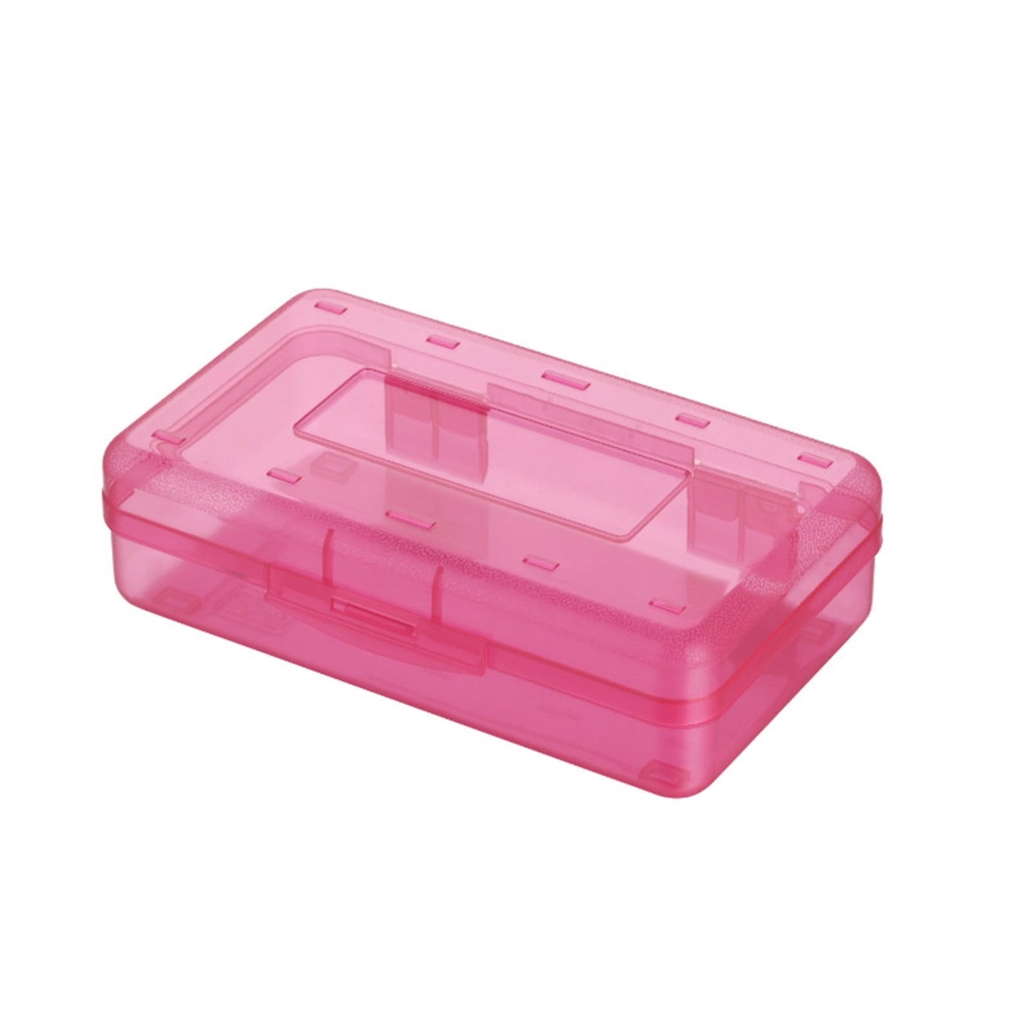 Meitianfacai 1PC Pencil Case, Large Capacity Hard Pencil Box, Clear Crayon Box Marker Pen Organizer, Plastic Storage Container with Snap Lid, Stackable Art Supply Bead Craft Organizer（Clear）