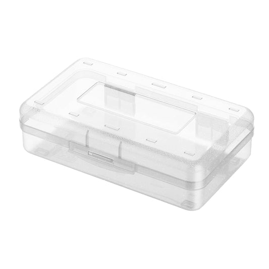 Meitianfacai 1PC Pencil Case, Large Capacity Hard Pencil Box, Clear Crayon Box Marker Pen Organizer, Plastic Storage Container with Snap Lid, Stackable Art Supply Bead Craft Organizer（Clear）