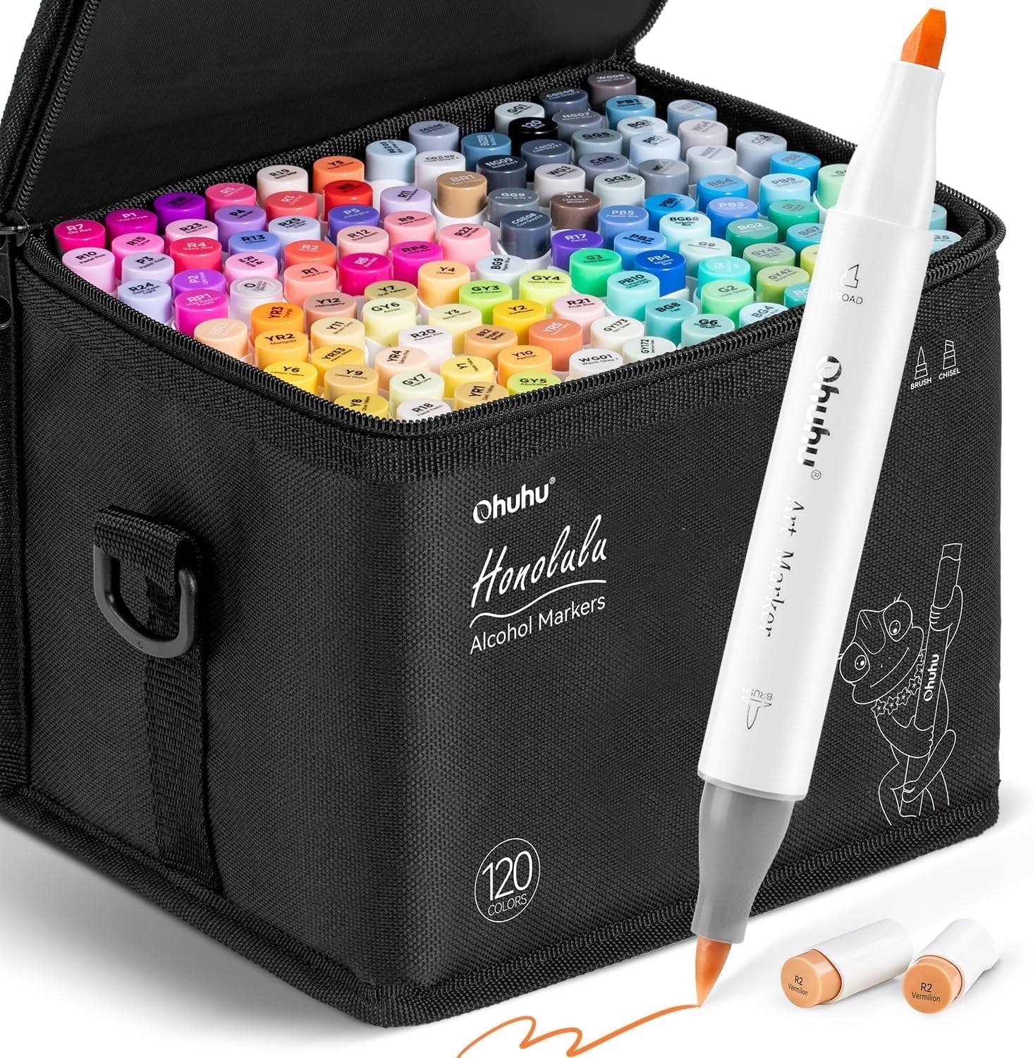 Ohuhu 120 Colors Alcohol Based Art Markers, Brush & Chisel Dual Tips Refillable Alcohol-based Ink