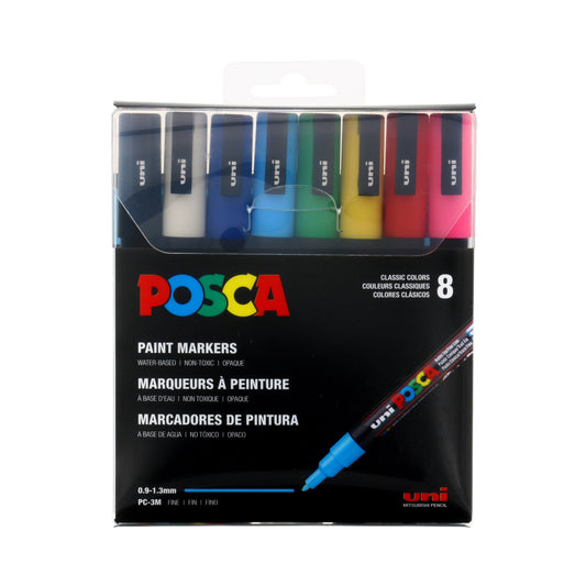 POSCA 8-Color Markers, Fine Point, Assorted Colors, 8 Count