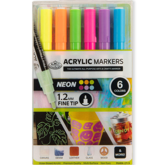 Royal & Langnickel 6 Piece Acrylic 1.2mm Neon Markers