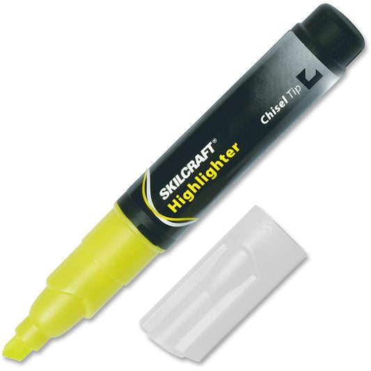 SKILCRAFT, NSN9044476, Lg Chisel Tip Fluorescent Highlighters, 12 / Dozen