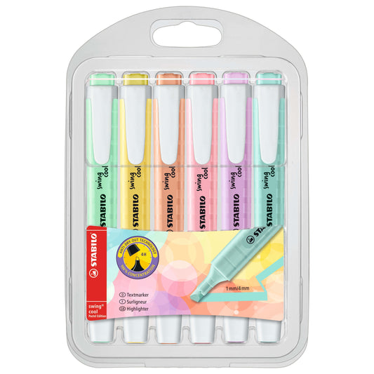 STABILO swing cool Highlighter Wallet Set, 6-Color, Pastel