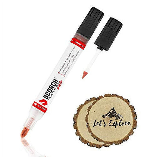 Scorch Marker Pro - Wood Burning Marker, 2 in 1 Pyrography Pen, Woodburning Tool for Crafts, Stencils & Letters, DIY Pen Kit with Brush & Bullet Tips, for Wood Burning Projects 1 Pc