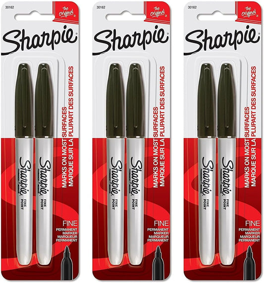 Sharpie 30162PP Fine Point Permanent Markers, Black, Permanent Ink, Ink Dries Quickly and Resists Both Fading and Water, Blister of 2 Markers, Pack of 3 Blisters, 6 Markers Total
