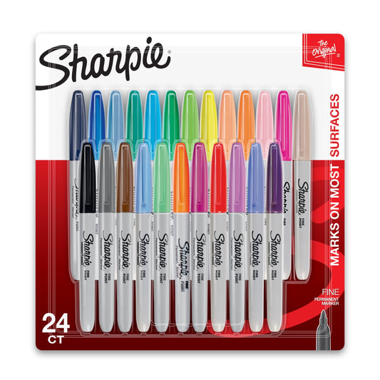 Sharpie Electro Pop Permanent Markers, Fine Point, Assorted Colors, 24 Count