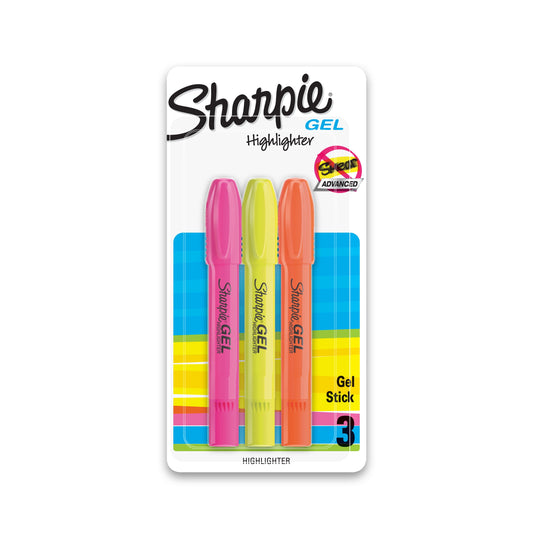 Sharpie Gel Highlighters, Bullet Tip, Assorted Colors, 3 Count